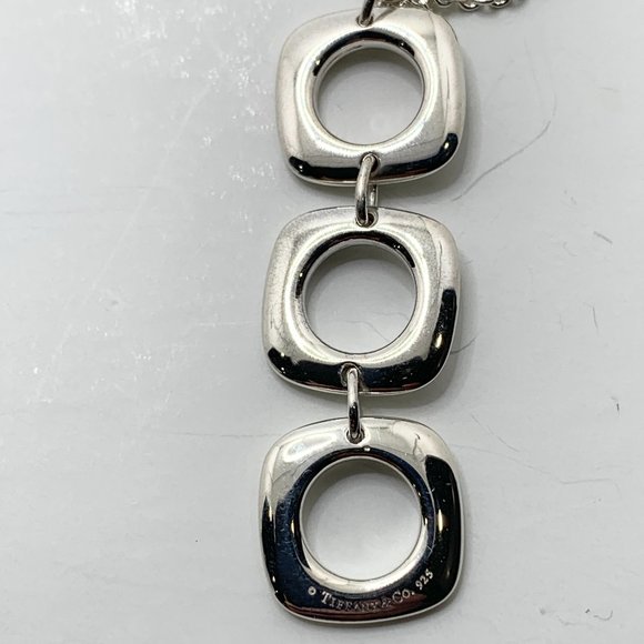 Authentic Tiffany & Co 925 Silver Triple Square Cushion Pendant Necklace - Picture 4 of 8